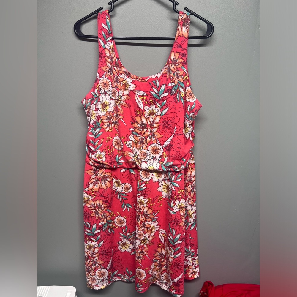 Coral colored tank top dress for casual wear